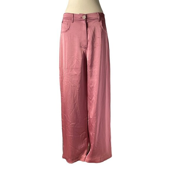 Nanushka Western Marfa Pink Wide Leg Pants L - Picture 2 of 6